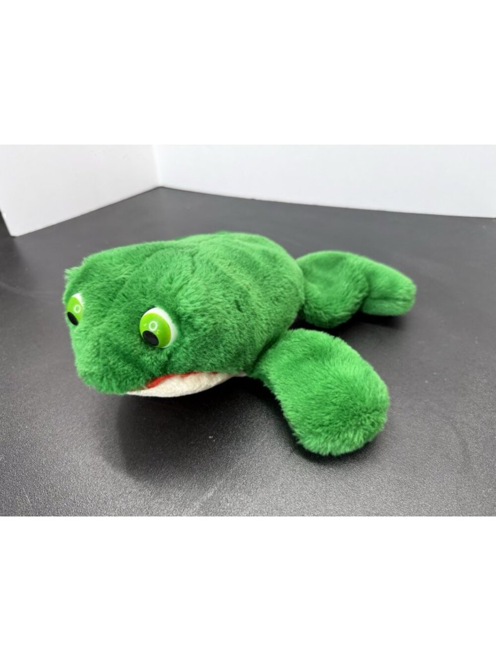 Vintage Jerry Elsner Plush Green Frog Toad Croaks Stuffed Animal Toy 10” Sounds